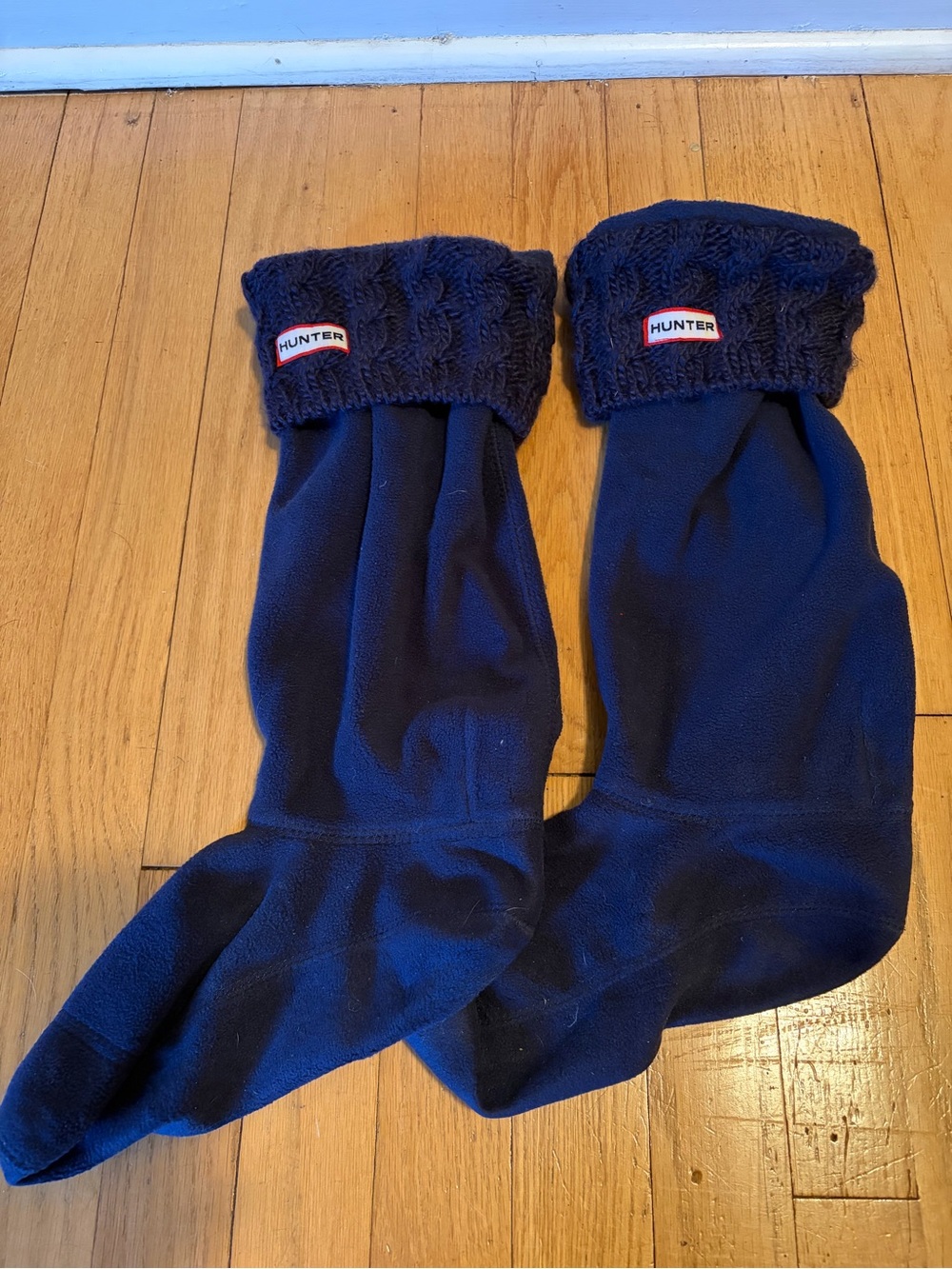 Hunter Navy Knit Cuffed Fleece Boot Socks
